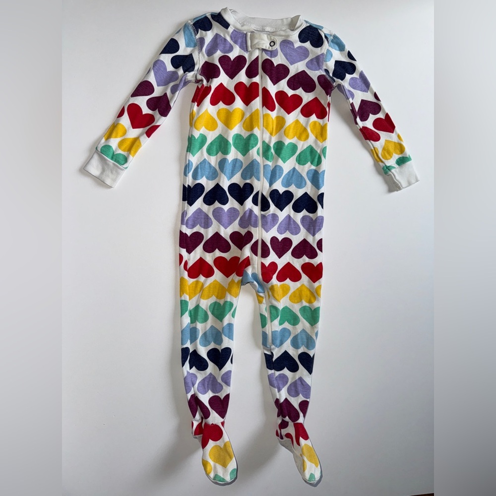 Primary Organic Cotton Multicolor Heart Print Zip Footie - Size 12-18 Months